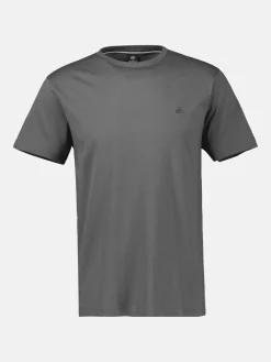 Basic T-shirt met logosteek, effen kleur