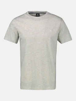 Basic T-shirt met logosteek, effen kleur