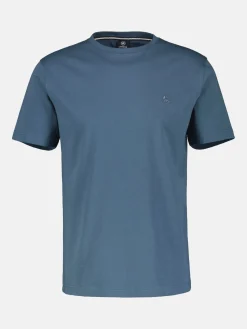 Basic T-shirt met logosteek, effen kleur