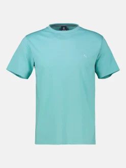 Basic T-shirt met logosteek, effen kleur