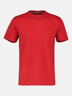 Basic T-shirt met logosteek, effen kleur