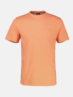 Basic T-shirt met logosteek, effen kleur