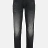 BAXTER 5-pocket distressed denim, RELAXED FIT, zwart