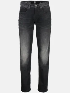 BAXTER 5-pocket distressed denim, RELAXED FIT, zwart