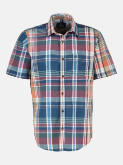 Geruit katoenen linnen herenoverhemd