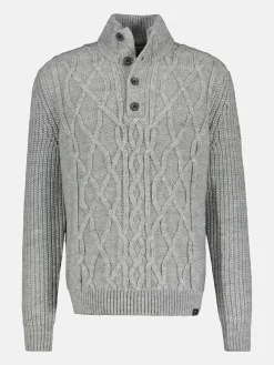 Kabel-Strickpullover mit Schurwollanteil