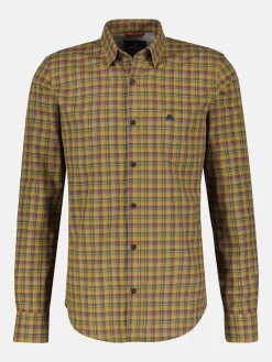 Overhemd met lange mouwen, geruit, verborgen button-down kraag
