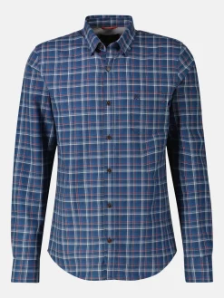 Overhemd met lange mouwen, geruit, verborgen button-down kraag