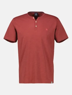 Serafino-Shirt in unifarbener Strukturware