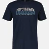 T-shirt met borstprint, effen kleur