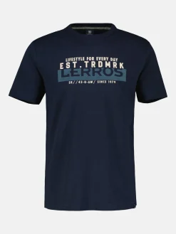 T-shirt met borstprint, effen kleur
