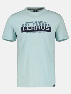 T-shirt met borstprint, effen kleur