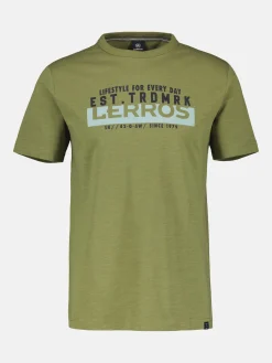 T-shirt met borstprint, effen kleur