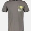T-shirt met O-hals. Borstafdruk